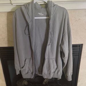 Hollister Men's Zip-Up Gray Sweater
